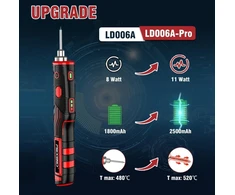 Frogbro nešiojamas akumuliatorinis lituoklis, patobulintas 11 W Ld006a-pro 2500 Mah, maks. 520 °c, didelės talpos ir greitas įkaitinimas, profesionalus saugus belaidis litavimo rinkinys, tinkamas pradedantiesiems ir