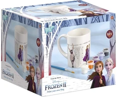 Frozen Ii puodelis, skirtas dekoruoti pačiam: puodelis spalvinimui su Frozen Ii motyvais, teptukas