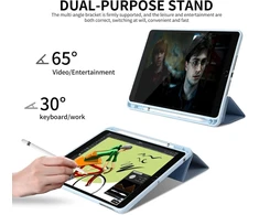 Fycyko dėklas Ipad 9.7 colių (2018/2017 modelis, 6-oji/5-oji karta) su pieštuko laikikliu, automatinis miego/budėjimo režimas, išmanus trijų dalių stovas, širdies rašto apsauginis dėklas, skirtas Ipad 9.7 colių (mėlynas)
