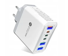Galingas greitas universalus 55w tinklo įkroviklis pd+qc 3.0 usb x3 + usb-c x3