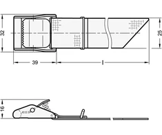 Ganter Normelemente Įtempimo diržas/tvirtinimo diržas - Gn 1110-25-600-st-sw | 2 vnt. pakuotė | Ilgis 60 cm | Arno | Plieninė uždarymo detalė