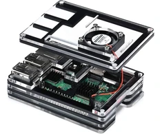 Geeekpi akrilinis dėklas, skirtas raspberry pi 3 b+ su aušinimo ventiliatoriumi, raspberry pi heatsinks, suderinamas su raspberry pi 2b/3b/3b+