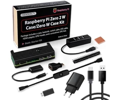 Geeekpi Raspberry Pi Zero 2 W dėklo rinkinys su Raspberry Pi Zero 2 W aliuminio pasyvaus aušinimo dėklu, Qc3.0 greito įkrovimo maitinimo šaltiniu, radiatoriumi, 20 kontaktų Gpio jungtimi, 4 prievadų Usb šakotuvas, įjungimo/išjungimo jungiklio kabelis, 124731
