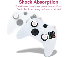 Geekshare Cat Paw valdiklio apvalkalas, skirtas XBOX Series X valdikliui, neslystantis silikoninis dėklas, suderinamas su XBOX S/x valdikliu su 2 Cat Paw nykščių dangteliais, baltas