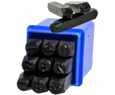 Geko Anglinio plieno skaitmenų numeravimo įrankiai, 8 mm aukštis, 9 vnt. + dėklas