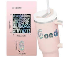 10 lapų raidžių lipdukų, skirtų Stanley puodeliams, viniliniai raidžių lipdukai, abėcėlės lipdukai, skirti suasmeninti puodelius, lipnūs blizgučių raidžių lipdukai, lipnios raidės