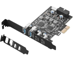 Generic Pcie Usb 3.0 plėtimosi kortelė: 6 prievadai (2x A, 2x C, 1x E, 1x 19pin)