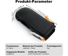 Generisch dėklas insta360 x4 professional, apsauginis dėklas insta360 x4 su kabliuku, kameros dėklas insta360 x4, apsauginis dėklas insta360 x4 veiksmo kameros priedams (juodas), juodas, paprastas