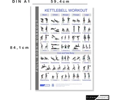 Gera Namie Kettlebell treniruočių plakatas su 32 pratimais, Din A1 formatas