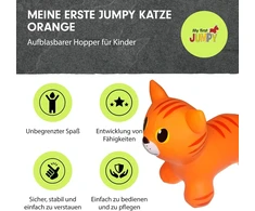 Gerardo's Toys oranžinis šokinėjantis katinas, šokinėjantys gyvūnai nuo 1 ir 2 metų, pripučiami gyvūnai žaislai lauke arba viduje vaikams nuo 12 mėnesių - su oro pompa