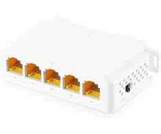 Gigabitinis poe perėjimo jungiklis, 1 poe įvestis 4 poe išvesties plėtiklis, ieee802.3af/at/bt poe maitinamas 90w, 10/100/1000mbps ethernet, din bėgelis ir montuojamas ant sienos, plug and play