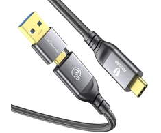 Gigimundo 20 gbps usb c kabelis (0,5 m) thunderbolt 3, palaiko 4k 60hz video pd 100w, usb 3.2 gen2x2 greito įkrovimo kabelis (2-in-1 usb a/c), puikiai tinka mac studio, grafikos planšetei, dronui, ekranui