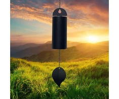 Gilaus tono varpelis "serenity" - metalinis cilindrinis vėjo varpelis, antikvarinio vario spalvos, skirtas terasai, kiemui, verandai, sodo dekoravimui, 28 colių dydžio