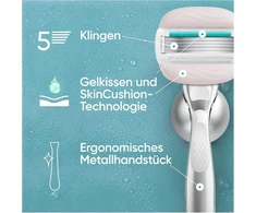 Gillette Venus Pro Comfortglide Sensitive moteriškas skustuvas su alavijų prisilietimu, 3 keičiamosios galvutės, patvari metalinė rankena ir laikiklis duše