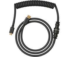 Glorious Gaming Premium spiralinis klaviatūros kabelis - paauksuotas Usb-a (pc) į Usb-c (klaviatūra), apsauga nuo susipainiojimo, dvigubo pynimo apvalkalas, 5 kontaktų aviacinis jungtis - Phantom Juodas