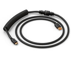 Glorious Gaming Premium spiralinis klaviatūros kabelis - paauksuotas Usb-a (pc) į Usb-c (klaviatūra), apsauga nuo susipainiojimo, dvigubo pynimo apvalkalas, 5 kontaktų aviacinis jungtis - Phantom Juodas
