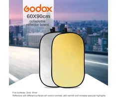 Godox 24 x 35 colių, 60 x 90 cm, 2-in-1 sulankstomas nešiojamas diskinis šviesos atšvaitas su krepšiu studijai ir fotografijai - auksinis, sidabrinis (sm-rft01-60x90)