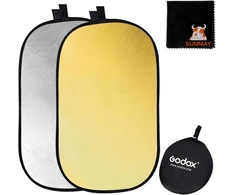 Godox 24 x 35 colių, 60 x 90 cm, 2-in-1 sulankstomas nešiojamas diskinis šviesos atšvaitas su krepšiu studijai ir fotografijai - auksinis, sidabrinis (sm-rft01-60x90)