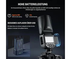 Godox V1s blykstė, 76ws 2.4g didelės spartos sinchronizavimas 1/8000s 2600mah ličio jonų baterija apvalia galvute, skirta Sony fotoaparatams (v1-s)