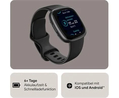 Google Fitbit Versa 4 - išmanusis laikrodis moterims / vyrams - kūno rengybos seklys su integruotu Gps ir telefono funkcija, 6 dienų baterijos veikimo laikas, 40+ treniruočių režimų - kūno rengybos laikrodis, suderinamas su Android / Ios