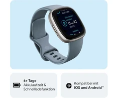 Google Fitbit Versa 4 - išmanusis laikrodis moterims / vyrams - kūno rengybos seklys su integruotu Gps ir telefono funkcija, 6 dienų baterijos veikimo laikas, 40+ treniruočių režimų - kūno rengybos laikrodis, suderinamas su Android / Ios