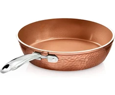 Gotham Steel Hammered Copper Collection - 24 cm keptuvė nepridegančia danga, aukščiausios kokybės indai, aliuminio sudėtis su indukcine plokšte tolygiam kaitinimui