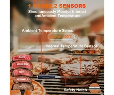 Gram Pres belaidis mėsos termometras, skaitmeninis maisto gaminimo termometras su belaidžiu zondu ir 150 m atstumu, maisto termometras, Ios ir Android programėlė, iš anksto užprogramuotos temperatūros Bbq, orkaitei