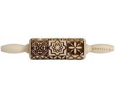 Graviruotas kočėlas tešlai, portugališkų plytelių raštai, mažas Gravella, dovana