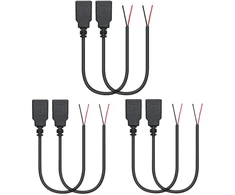 Greluma 6 vnt. Usb 2.0 moteriškas 2 kontaktų plikas laidas 30 cm Usb A 12v/3a moteriškas pigtail maitinimo kabelis su atviru galu