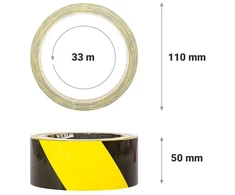 Grip Eventbasics grindų žymėjimo juosta Gt 800 Pvc įspėjamoji juosta juodai geltonos juostos 50 mm x 33 m lipni