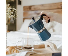 Kavos aparatas Grosche Milano espreso virimo aparatas, moka kavinukas, 3 puodeliai espreso kavos, 150 ml, mėlynas