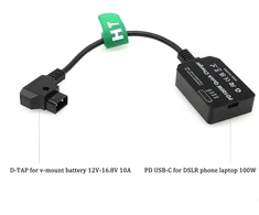 Hangton D-tap į Usb-c Pd 100w 20v galios keitiklio adapteris, skirtas Sony Dslr fotoaparatų monitoriams telefonams nešiojamiesiems kompiuteriams Type C, 12-16.8v V-lock Gold Mount baterijai, dvikryptis greitas įkroviklis