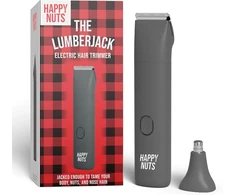Happy Nuts The Lumberjack Elektrinis Kirpimo Mašinėlė Vyrams Pažastims ir Kūnui - Vyriškas Asmeninės Higienos Rinkinys Intymioms Vietoms - Nesukeliantis Įpjovimų Skutimosi Peiliukas ir Kirpimo Mašinėlė (grafito)
