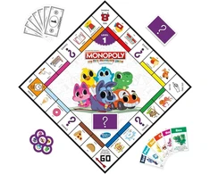 Hasbro Mano pirmasis monopoly žaidimas, stalo žaidimas vaikams nuo 4 metų, dvipusė žaidimo lenta, žaisminga mokymo priemonė šeimoms, įvairiaspalvis