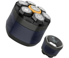 Hatteker galvos skustuvas vyrams, 7d magnetinis elektrinis skustuvas plikiems vyrams, ipx6 atsparus vandeniui šlapias/sausas vyrų priežiūros rinkinys, rotacinis skustuvo rinkinys su led indikatoriumi (mėlynas)