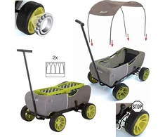 Hauck Eco Mobile vežimėlis-rankinis vežimėlis 2 vaikams su stogeliu nuo saulės ir sėdynės paminkštinimu, sulankstomas, apkrova 50 kg - Forest Žalias
