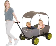 Hauck Eco Mobile vežimėlis-rankinis vežimėlis 2 vaikams su stogeliu nuo saulės ir sėdynės paminkštinimu, sulankstomas, apkrova 50 kg - Forest Žalias