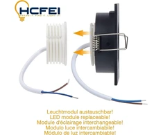 Hcfei Led įleidžiamas prožektorius itin plonas 425 liumenų 230 v 5 w reguliuojamas kvadratinis korpusas pasukamas juodas (10 - neutrali balta)