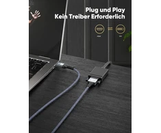 Hdmi į Dvi kabelis 1.8m, 4k, pintas nailono apvalkalas