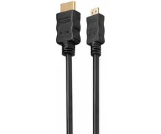Hdsupply Hc055-010e Hdmi - Micro Hdmi kabelis Hdmi-a kištukas (19 kontaktų) į Hdmi-d kištuką (19 kontaktų) dvigubai ekranuotas paauksuoti kontaktai, 1.0m, juodas