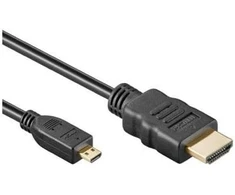 Hdsupply Hc055-010e Hdmi - Micro Hdmi kabelis Hdmi-a kištukas (19 kontaktų) į Hdmi-d kištuką (19 kontaktų) dvigubai ekranuotas paauksuoti kontaktai, 1.0m, juodas