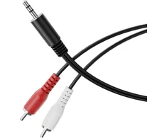 Hdsupply jack į rca kabelį, 3.00 m 3.5 mm aux rca audio kabelis, 3 kontaktų stereo audio, y adapterio kabelis žemų dažnių garsiakalbiui, soundbar'ui, televizoriui, automobiliui, radijui, išmaniajam telefonui, planšetiniam kompiuteriui, juodas