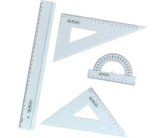 Herlitz Didelis Geometrinis Trikampis su Rankena, Skaidrus 4 dalių rinkinys