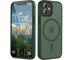 Hgh magnetinis dėklas, skirtas iphone 12 mini 5.4 colio, suderinamas su magsafe, permatomas matinis plonas smūgiams atsparus telefono dėklas, skirtas iphone 12 mini (tamsiai žalias)