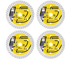 Highdril Deimantinis betono pjovimo diskas 75 mm x 10 mm įvorė - 4 vnt. apskritų pjūklų rinkinys, skirtas granito, kieto betono gaminių, kietų dirbtinių natūralių akmenų, klinkerio atskyrimui