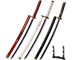 Himmel Store 3 Roronoa Zoro replikos kardų rinkinys, Kitetsu Yubashiri, Wado Ichimonji, Zoro vaidmenų žaidimo priedai, skirti vaidmenų žaidimams ir kolekcijai