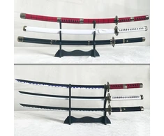 Himmel Store 3 Roronoa Zoro replikos kardų rinkinys, Kitetsu Yubashiri, Wado Ichimonji, Zoro vaidmenų žaidimo priedai, skirti vaidmenų žaidimams ir kolekcijai