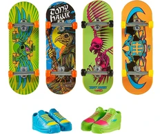 Hot Wheels Tony Hawk Inspired Hot Wheels Skate Neon Bones 4 riedlenčių pirštams rinkinys ir nuimami riedlenčių batai, sukurti bendradarbiaujant su Tony Hawk Hxk84
