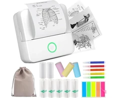 Huijutchen mini spausdintuvas, belaidis bluetooth nuotraukų spausdintuvas, nešiojamas terminis spausdintuvas, išmaniojo telefono kišeninis spausdintuvas, suderinamas su android ir ios, su 10 popieriaus ritinėlių mokslams, užrašams, nuotraukoms (baltas)