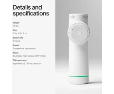 Hypervolt Go 2 - su Quiet Glide technologija - rankinis perkusinis masažinis pistoletas (hypervolt Go 2 Baltas)